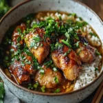 Caramelised Soy Chicken in Garlic Ginger Broth with Rice First Image First Image
