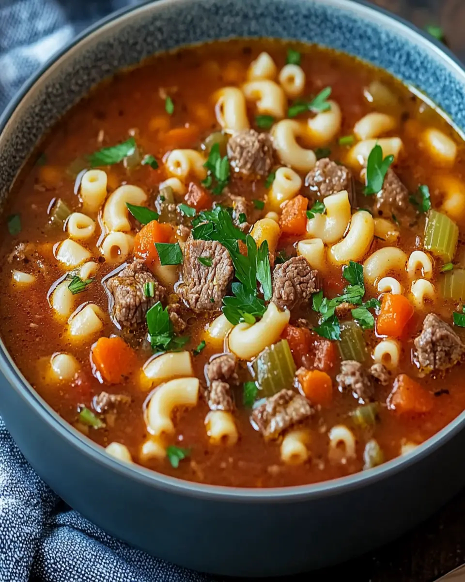 Beef and Macaroni Soup First Image First Image