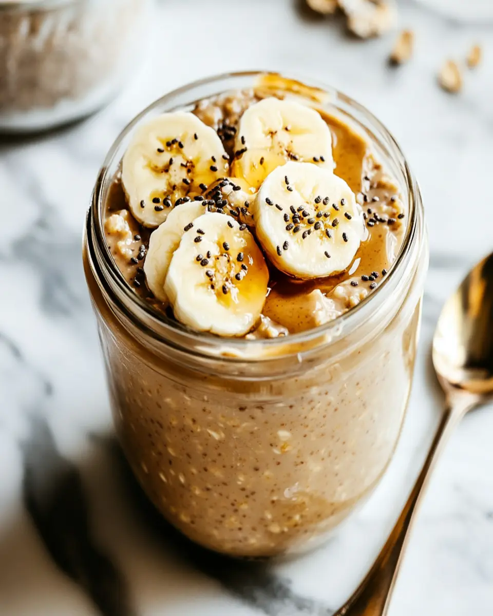Creamy Peanut Butter Overnight Oats with Banana Recipe First Image First Image