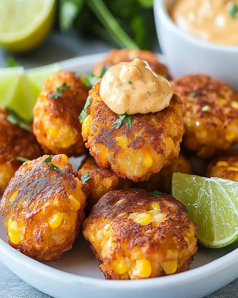 Irresistible Sweet Corn Fritters with Chili Lime Aioli First Image First Image
