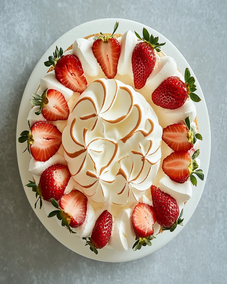Hazelnut Meringue Cake with Strawberries and Cream Recipe First Image First Image