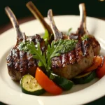 Juniper Grilled Lamb Chops with Arugula Mint Pesto Recipe First Image First Image