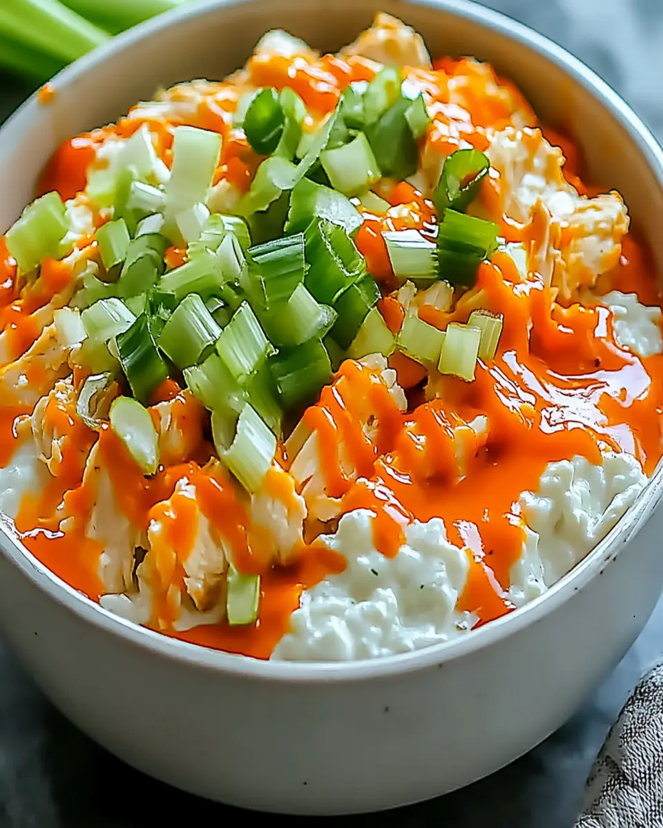 Bold and Creamy Buffalo Chicken Cottage Cheese Bowl Recipe First Image First Image