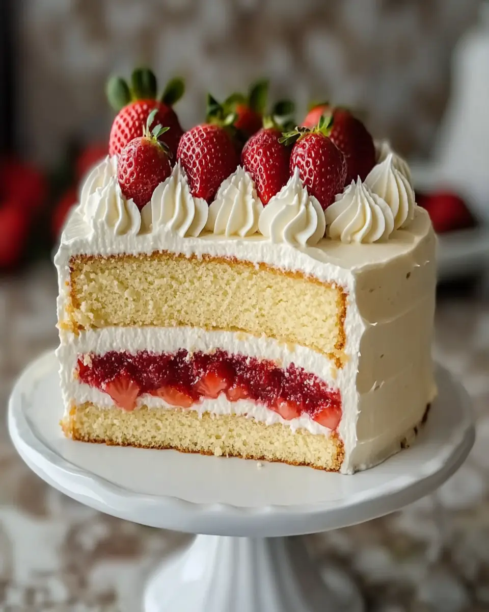 Vanilla Cake with Strawberry Filling First Image First Image