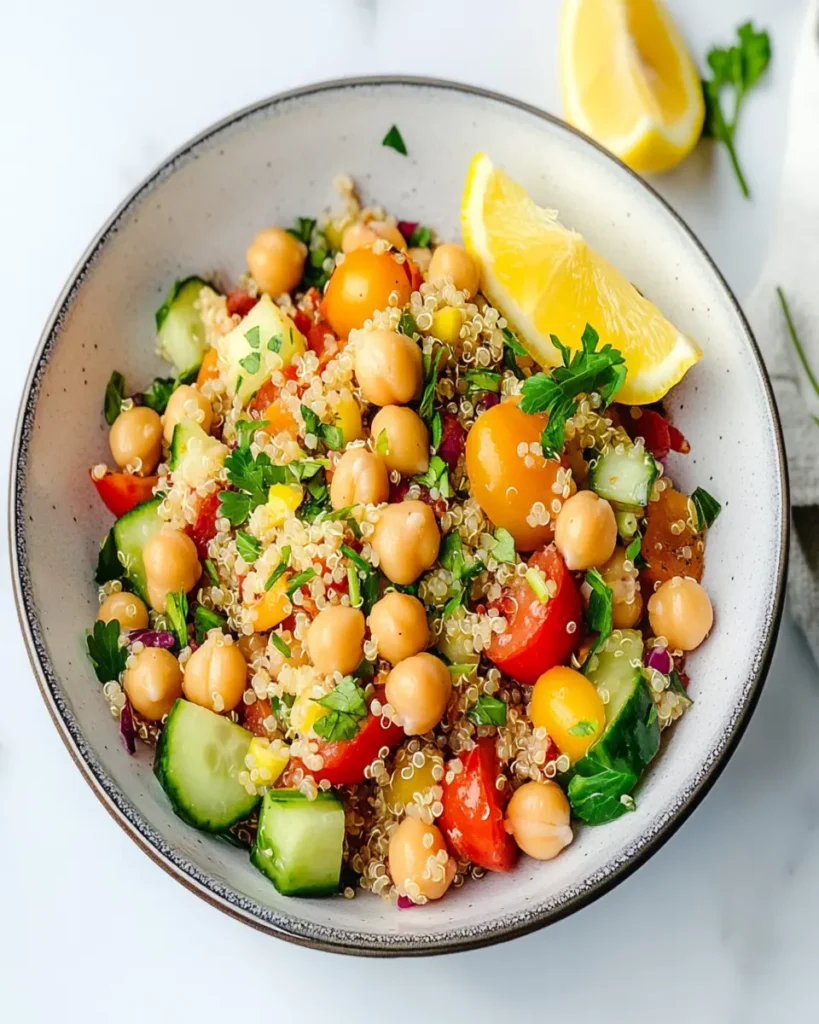 Non-Alcoholic Ale Quinoa Chickpea Salad with Lemon Vinaigrette First Image First Image