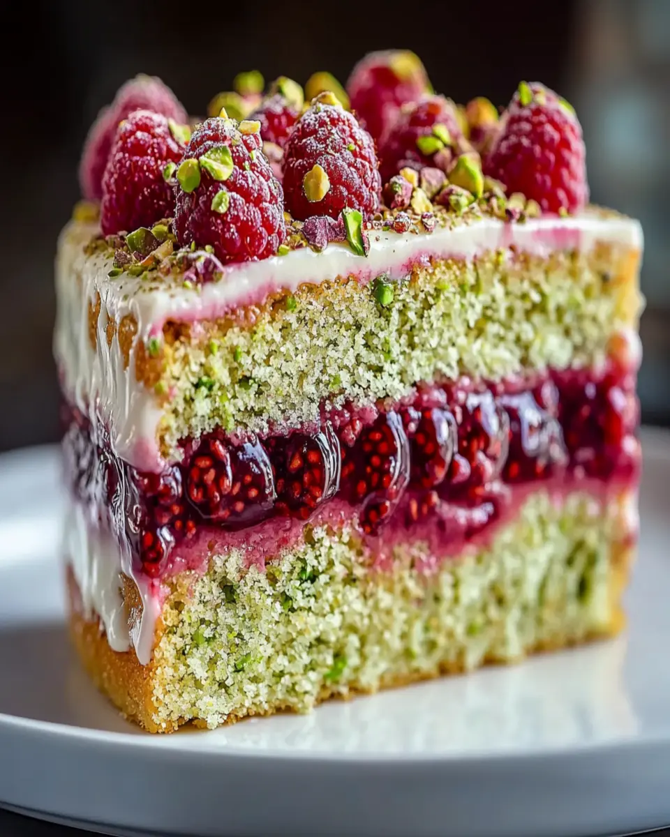 Heavenly Pistachio Raspberry Cake First Image First Image