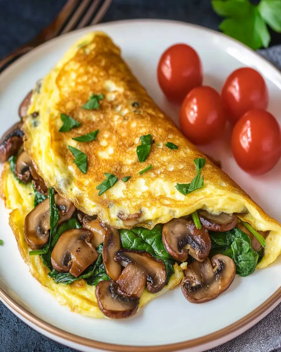 Mushroom Omelette With Spinach And Cheese First Image First Image