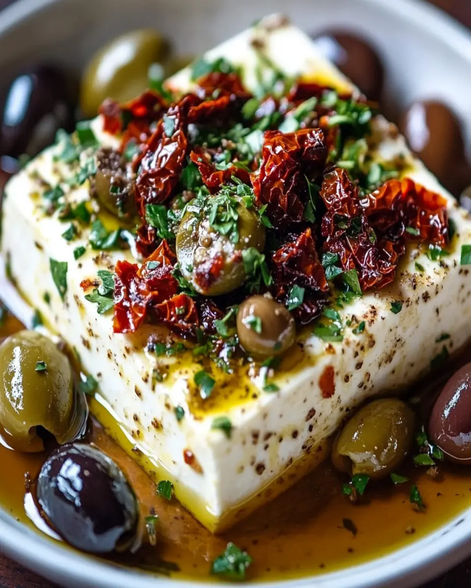 Baked Feta with Olives and Sun-Dried Tomatoes First Image First Image
