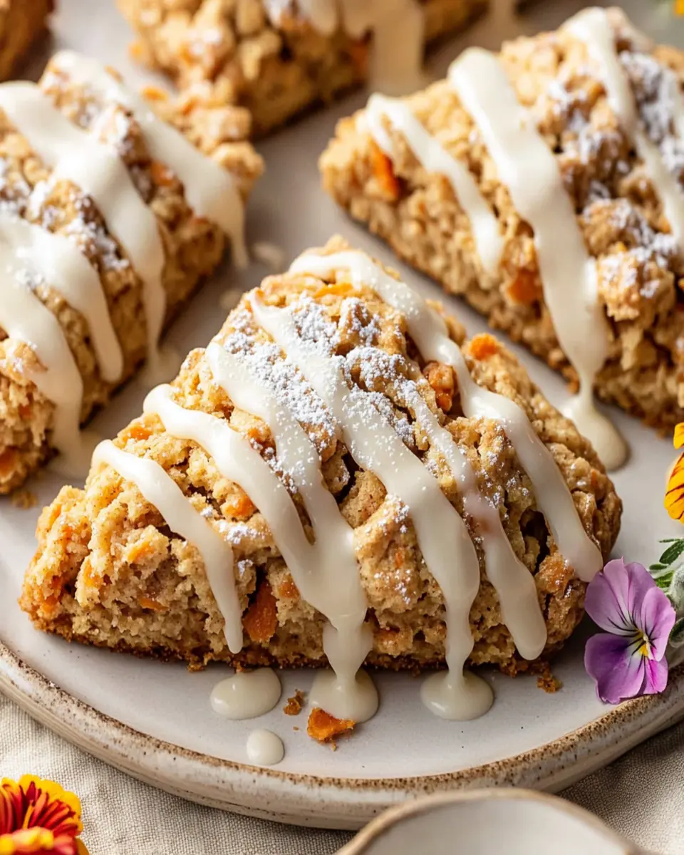 Easy Carrot Cake Scones with Cream Cheese Glaze First Image First Image