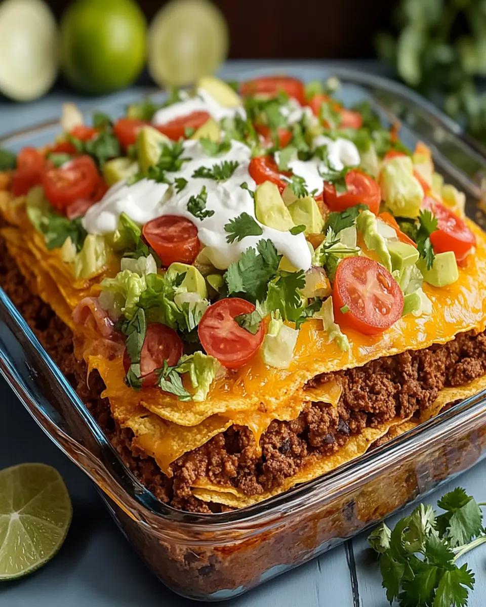 Easy Layered Beef Taco Bake – Quick Dinner Idea First Image First Image