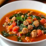 Italian Sausage, Spinach and Tomato Soup First Image First Image