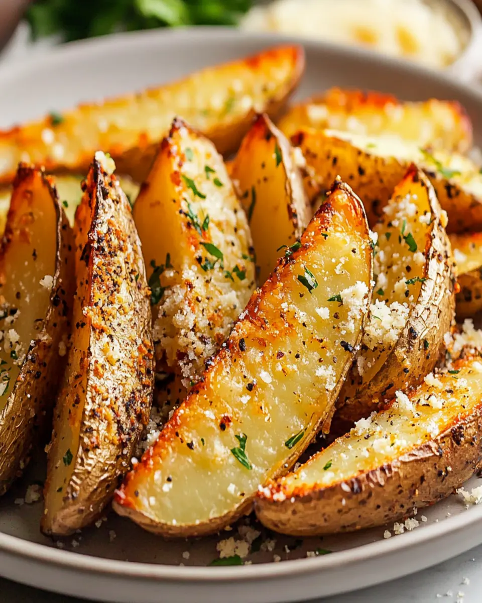 Baked Garlic Parmesan Potato Wedges: Crispy, Flavorful, and Easy to Make First Image First Image