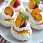 Mini Pavlovas With Poached Peaches for a Perfect Summer Treat First Image First Image