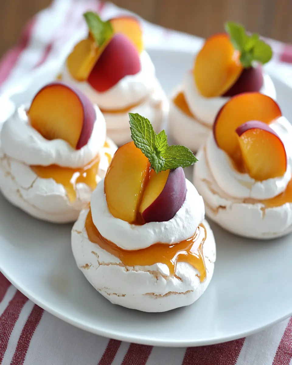Mini Pavlovas With Poached Peaches for a Perfect Summer Treat First Image First Image
