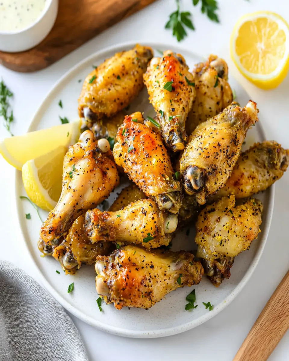 Crispy Baked Lemon Pepper Chicken Wings (Game day Favorite!) First Image First Image
